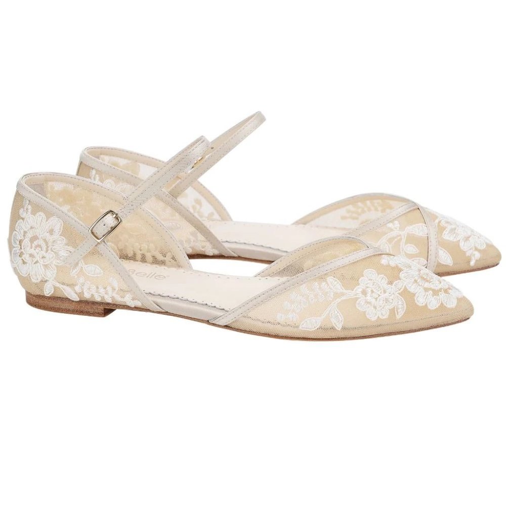 Bella Belle Celia Bridal Flats in Nude 9.5